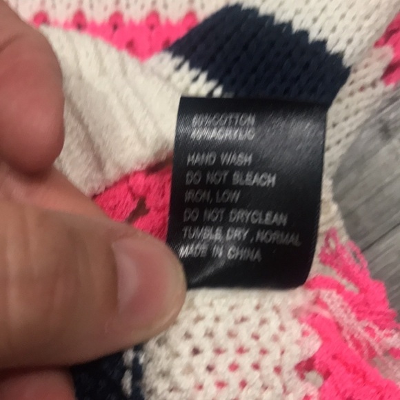 POL Crop Neon Pink & Navy Blue Stripe Sweater - Picture 8 of 10